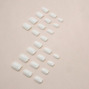 Elegant creamy white solid color short square press-on nails for a natural daily wear look