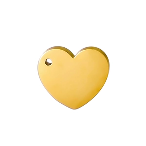 Detailed view of heart-shaped 18k gold-plated stainless steel pendant with polished finish
