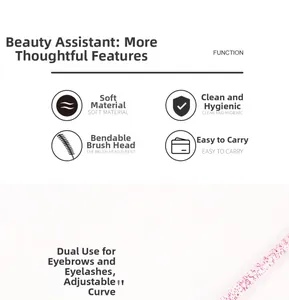 Detail of adjustable spiral mascara wand with pink glitter handle for eyebrow grooming