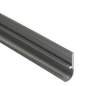 Grey door bottom seal strip for soundproofing and weatherproofing in 45-degree view