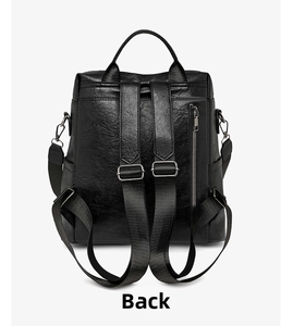 Detail view of the backpack back featuring adjustable straps and anti-theft zipper pocket