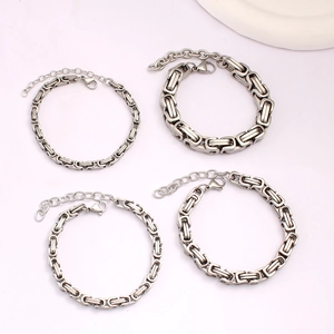 Heavy industrial hip hop titanium steel thick link chain bracelets set for men and women