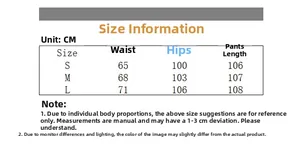 Detailed size chart for wax-coated leopard cargo flare pants with measurement guidelines