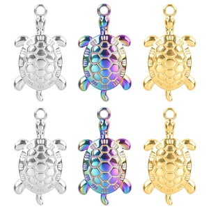 Sea Turtle Pendant Necklace 18k Gold Plated Stainless Steel Vintage Animal Style Jewelry For Women