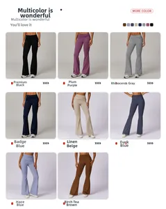 Multiple color options for high waisted flared yoga pants in matte quick-dry fabric