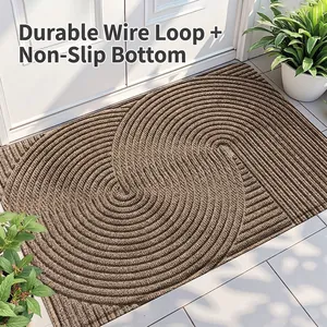 Türmatte PVC Schlingenteppich Eingangsbereich Schmutzfangmatte Rutschfest Leicht Zu Reinigen 3D Geometrisch Geprägt Foyer