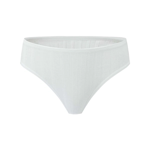 White minimalist ribbed cotton thong for women with breathable T-back design