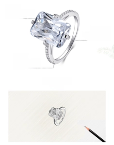 Detailed macro view of S925 sterling silver ring with 5A grade rectangular zircon