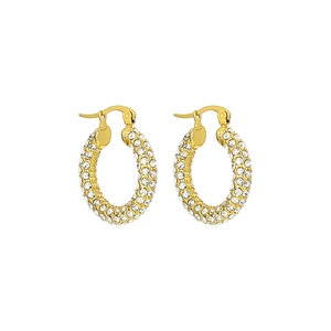 Elegante geometrische Goldreifen mit weißen Kristallen im minimalistischen Stil