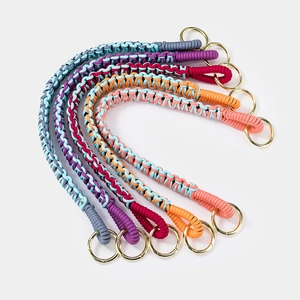 Handmade woven flat knot bag handles with gold metal rings in assorted multi-color sets