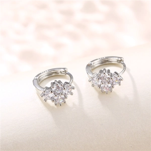 Elegant S925 sterling silver hoop earrings with sparkling diamond-set cross patterns