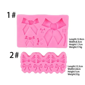 Moldes de silicona rosa con lazos para fondant y decoración de tartas artesanales