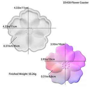 Flower petal coaster silicone mold with size dimensions 11cm for DIY resin crafting