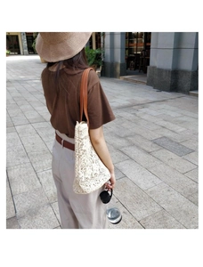 Borsa a tracolla in pizzo stile coreano da donna, shopper casual di grande capacità.