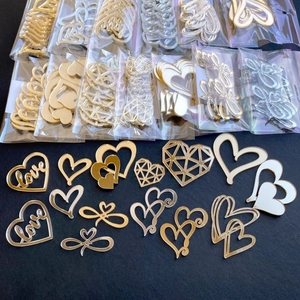 Décorations de gâteaux cœur en acrylique miroir doré et argenté pour mariages et fêtes