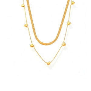 Minimalist Stainless Steel Heart Necklace Women Gold Plated Multi Love Hearts Layering Choker Chain Fashion Jewelry Gift