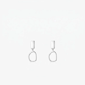 925 Sterling Silver Geometric Drop Earrings For Women Irregular Circle Rectangular Minimalist Jewelry Chic Gift Silver