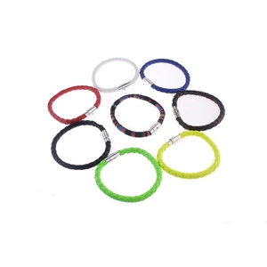 Braided PU leather bracelets for men with magnetic clasps in eight assorted vibrant colors