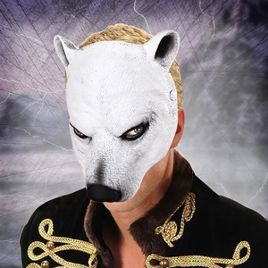 3D white polar bear mask for Halloween party cosplay with realistic fur texture