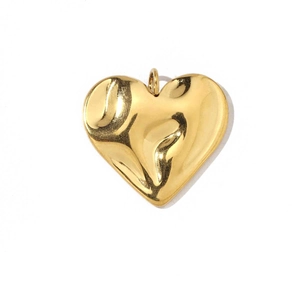 Pendentif coeur doré avec texture artistique en acier inoxydable minimaliste