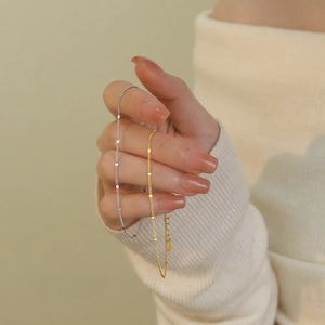 Minimalist S925 Sterling Silver Round Shiny Disc Chain Bracelet Fashion Jewelry For Women