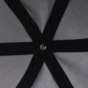 Detail view of cotton baseball cap interior showing reinforced seams and center metal rivet