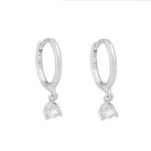 Elegant 925 sterling silver hoop earrings with circular sparkling cubic zirconia stones