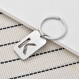 Creative hollow letter K keychain with brushed metal pendant for cars and bags