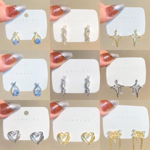 Elegant Tassel Dangle Earrings Alloy Rhinestone Artificial Pearl Bow Butterfly Star Heart With Silver Earring Post Women Fashion