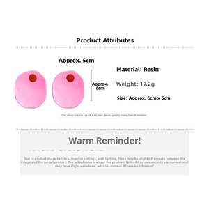 Pink resin oval earrings with silver pins shown in a detailed dimensions diagram