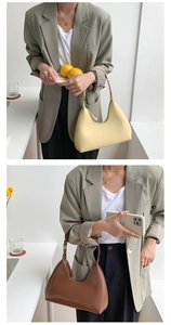 Minimalist beige and brown hobo shoulder bags in high-quality PU leather for women