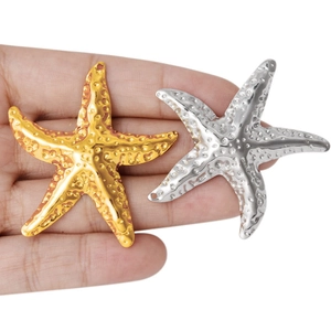 304 stainless steel starfish pendants with hammered texture in gold and silver finish