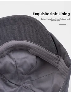 Detailed macro view of newsboy cap's soft cotton lining and breathable sweatband