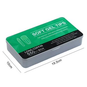 Boîte de 550 capsules d'ongles mates forme cercueil longue pour extension complète
