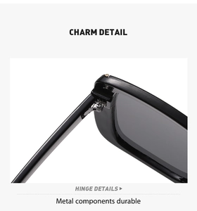 Macro shot of durable metal hinge detail on vintage square frame black sunglasses