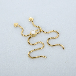 Stainless Steel Adjustable Slider Chain For Bracelet DIY Jewelry Findings With Heart End Charms
