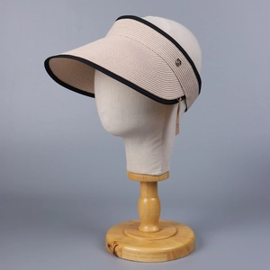 Women Summer Straw Visor Hat Foldable Wide Brim Sun Hat Paper Straw Roll Up Beach UV Protection Adjustable Magic Tape
