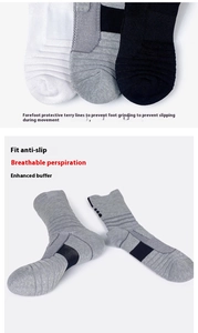 Detail showing thickened terry loops for anti-slip cushioning and impact protection on athletic socks