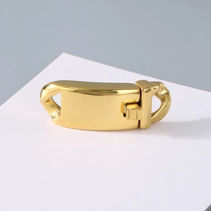 Polished gold stainless steel buckle for Cuban chain bracelet DIY jewelry clasp