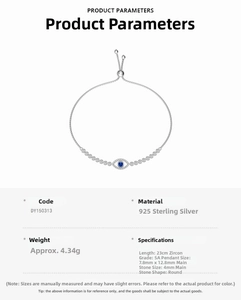 Detailed specs of S925 sterling silver evil eye bracelet with 5A cubic zirconia stones