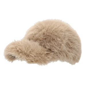Faux fox fur winter baseball cap for women in khaki, thick plush thermal outdoor hat