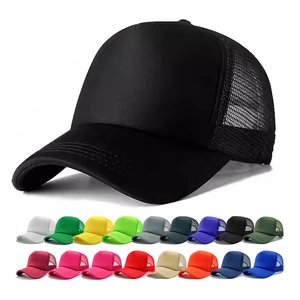 Classic mesh trucker hat set with sponge front available in 18 solid colors for custom logos