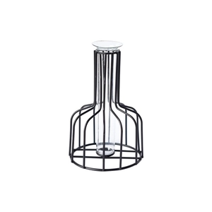 Vase hydroponique scandinave en fer noir et tube en verre pour décoration florale