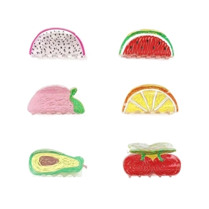 Fruit Hair Claw Clip Cute Hand Painted Acrylic Watermelon Cherry Avocado Shape Non Slip Hairpin For Women Girls