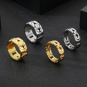 Byzantine chain rings in gold and silver finish made of high quality stainless steel