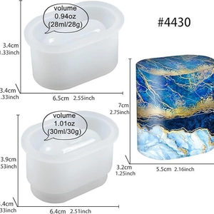 Resin mold kit for earphone cases with detailed dimensions and finished marble effect