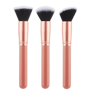 Three-piece multifunctional makeup brush set with foundation, powder and contour brushes