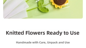 Gedetailleerde opname van een handgehaakte zonnebloem in mooie cadeauverpakking