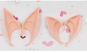 Detailed comparison of two sizes of nude prosthetic elf ears for cosplay costumes