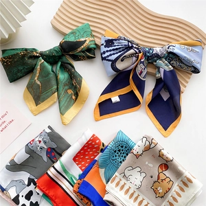 Square Scarf Satin Feeling Polyester Printed Neck Scarf Neckerchief Elegant Versatile Fashion Accessory For Women